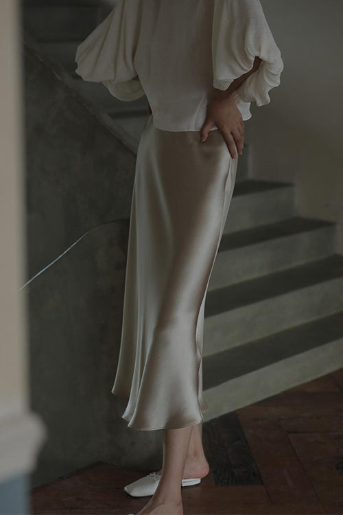 Valenzora | Rosiedress Bequemer High-Waist Satin-Midirock