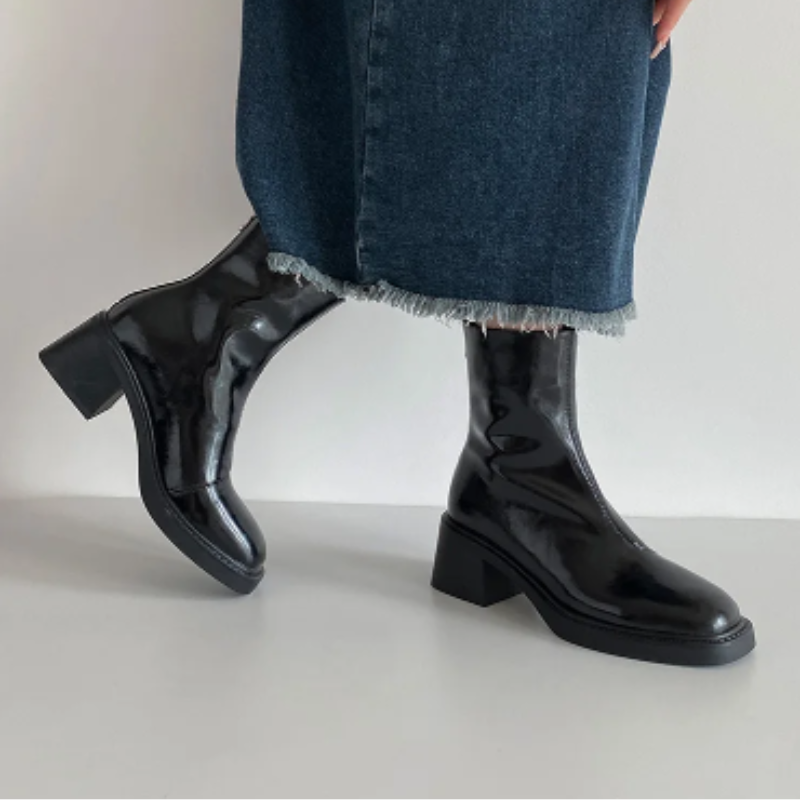 Valenzora | Elegante Stiefeletten aus Leder mit Blockabsatz für Damen