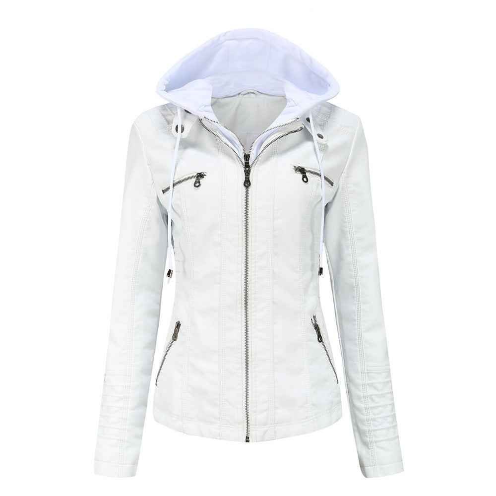Valenzora | Leather jacket with hood