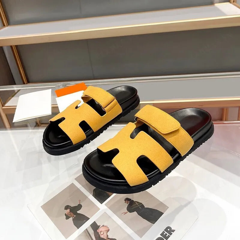 Verta™ - Comfortable Roman-style summer sandals with H-shape and Velcro closure