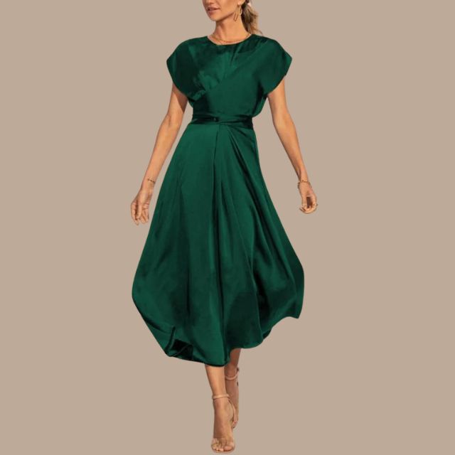 Valenzora | Wrap midi dress with cap sleeves
