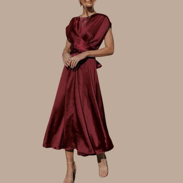 Valenzora | Wrap midi dress with cap sleeves