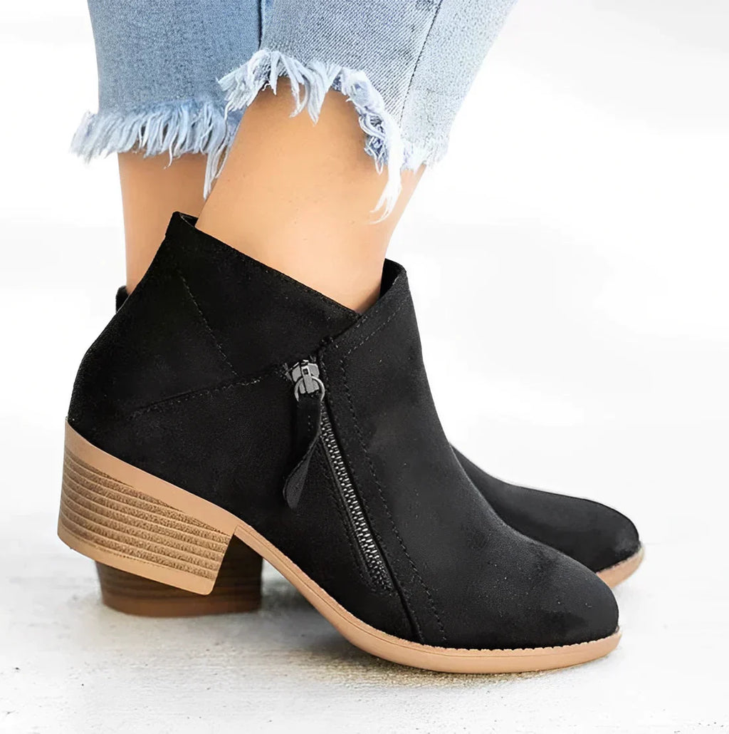 Women's Side Zipper High Heel Ankle Boots