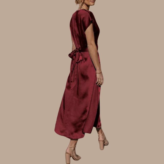 Valenzora | Wrap midi dress with cap sleeves