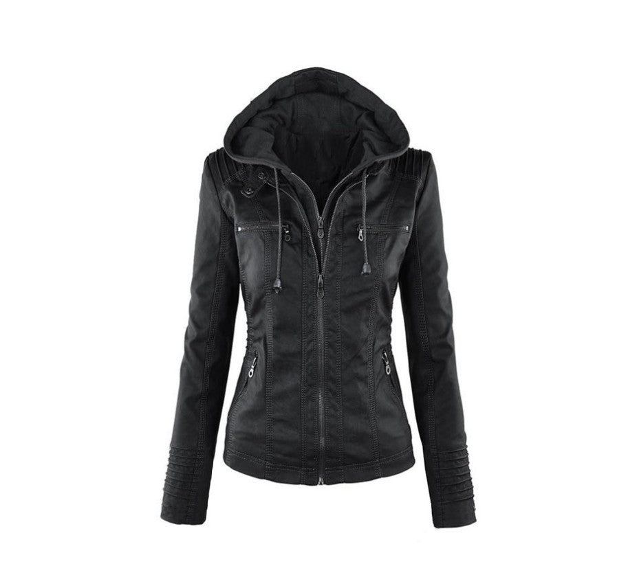 Valenzora | Women's Leather Jacket with Hood