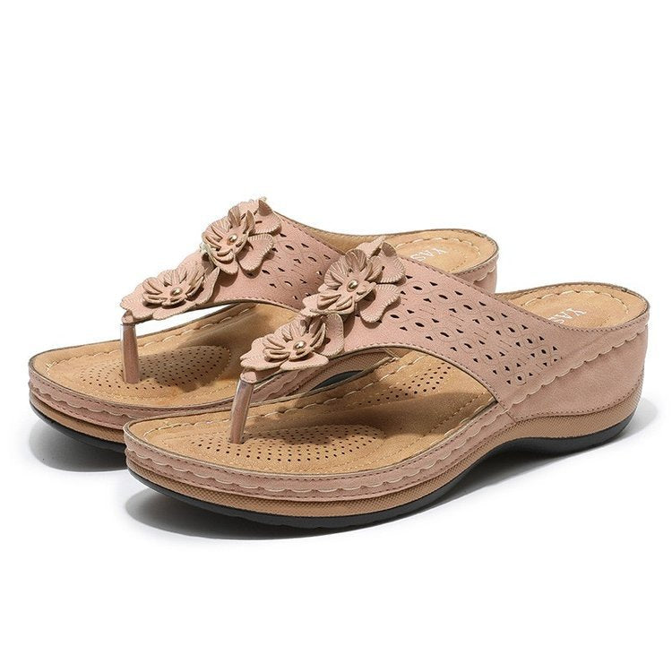 Valenzora | Breathable casual shoes with round toe and herringbone pattern flower
