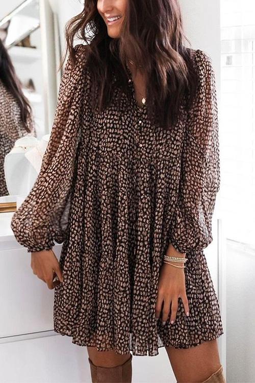 Valenzora | Rosiedress V-neck leopard swing mini dress