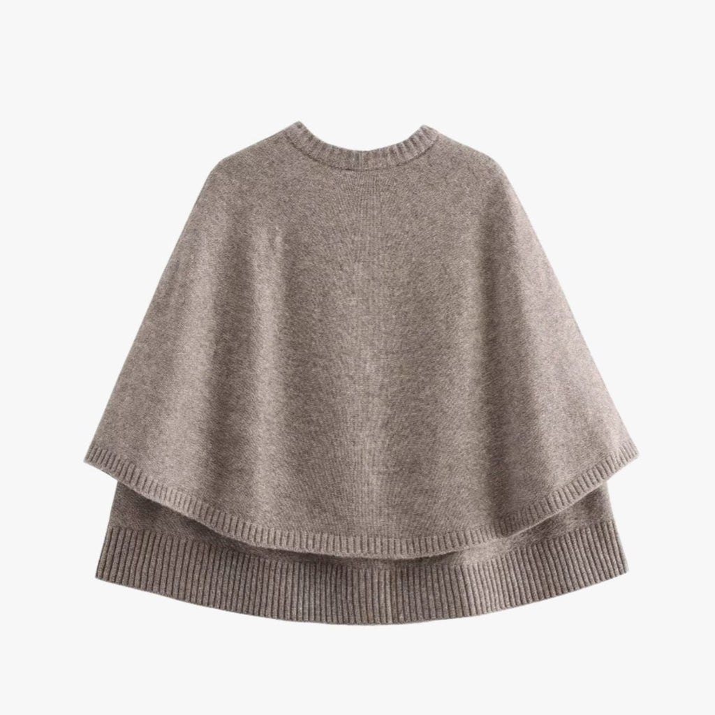 Valenzora | Knitted Cape with Buttons and Tiered Hem