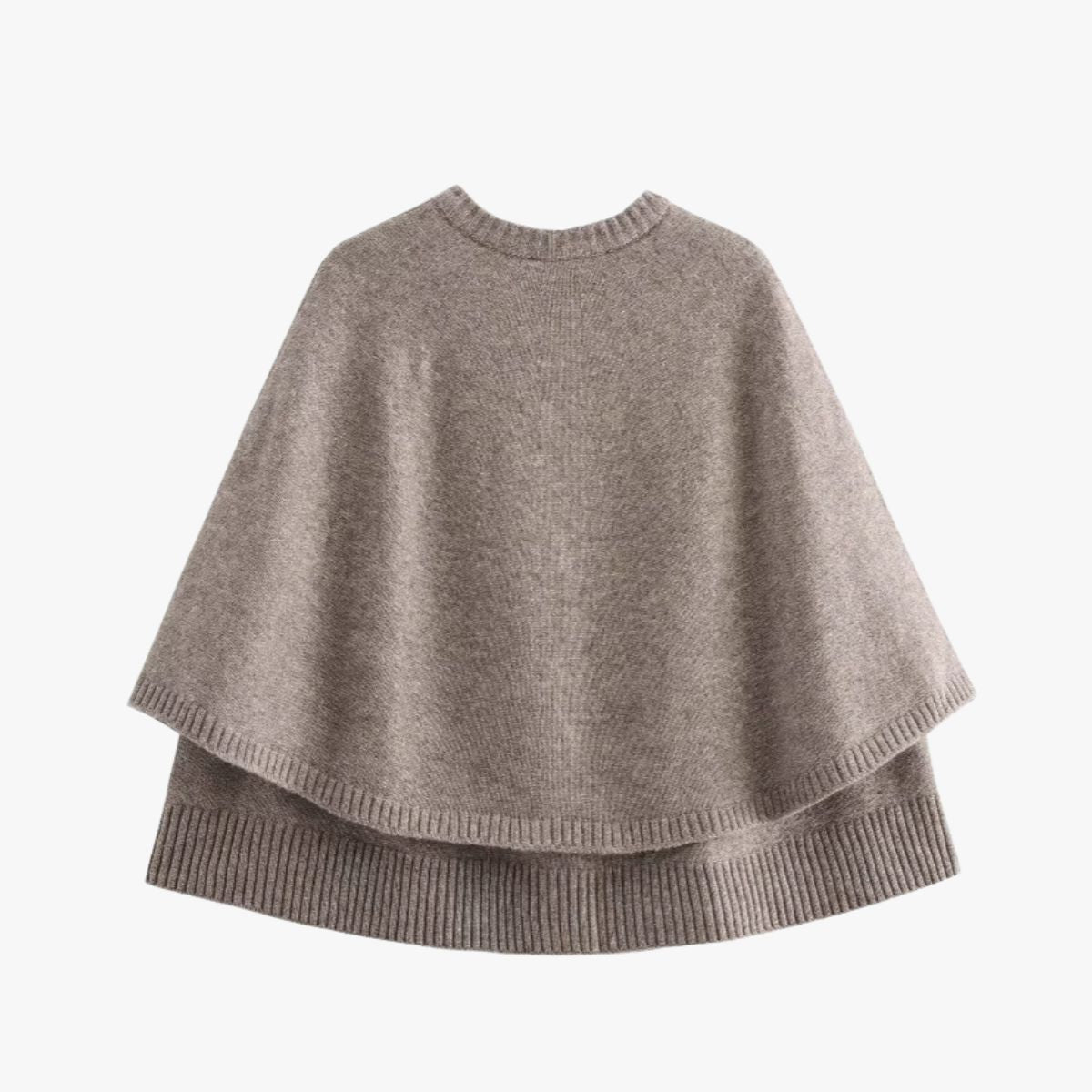 Valenzora | Knitted Cape with Buttons and Tiered Hem