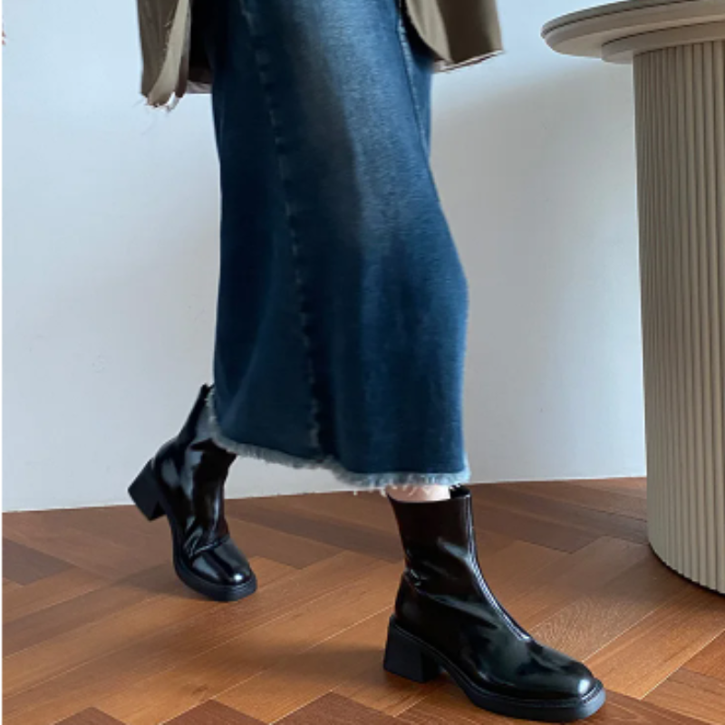 Valenzora | Elegante Stiefeletten aus Leder mit Blockabsatz für Damen