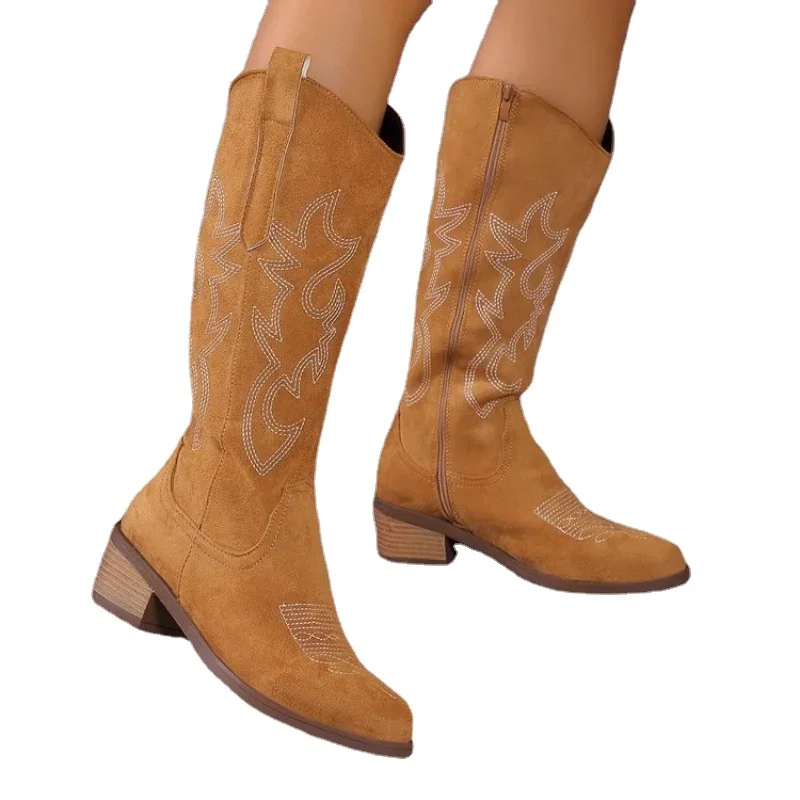 Valenzora | Wildleder Westernstiefel mit Stickereien Cowboystiefel Damen