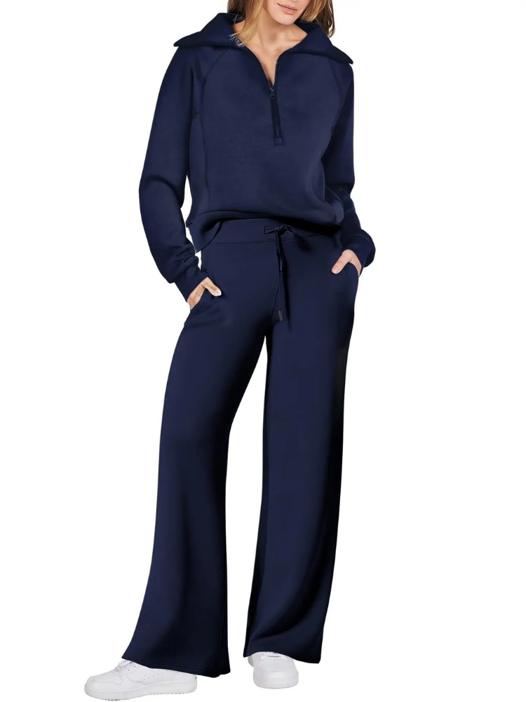Valenzora | Bequemes Loungewear-Set für Damen mit Stehkragen und Kordelzug, modernes Set