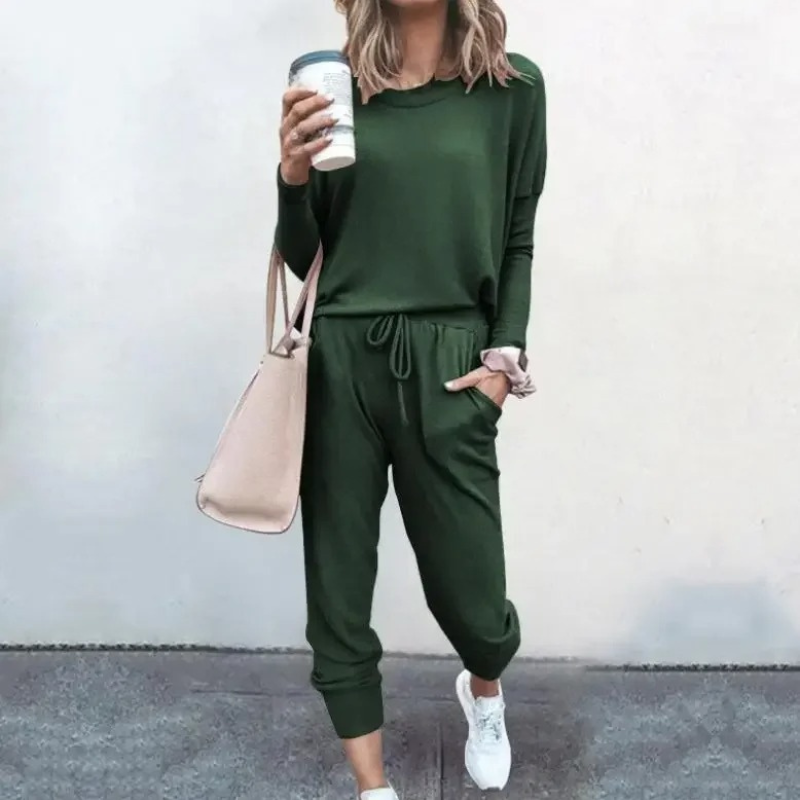 Valenzora | Damen Lounge-Set, bequemer Zweiteiler mit Kordelzug und Langarmshirt