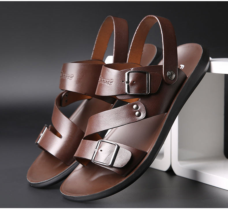 Valenzora | Spaltleder-Sandalen mit Schnalle