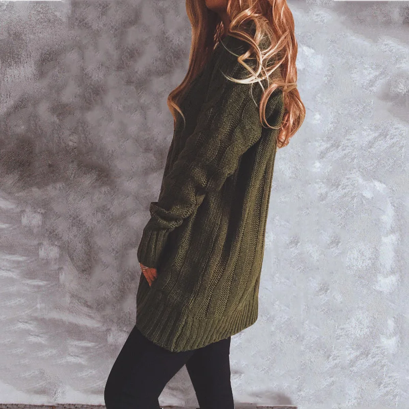 Valenzora | Damen-Wollstrickjacke mit Zopfmuster und Holzknöpfen, lockere Passform