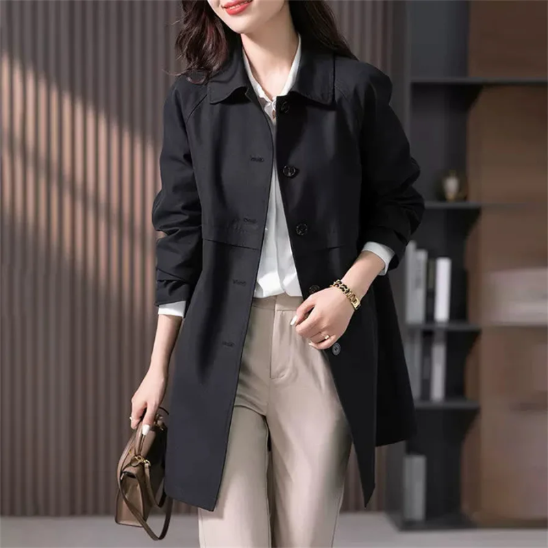 Valenzora | Klassischer Trenchcoat für Damen, einfach gebunden, taillierter Damenmantel