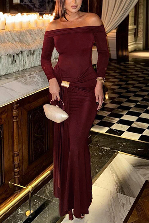 Valenzora | Rosiedress Off Shoulder Knot Front Bodycon Maxi Party Dress