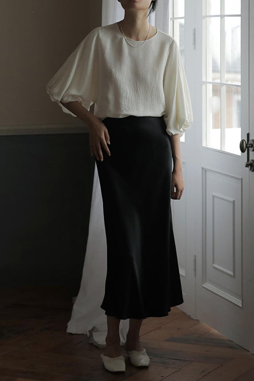 Valenzora | Rosiedress Bequemer High-Waist Satin-Midirock