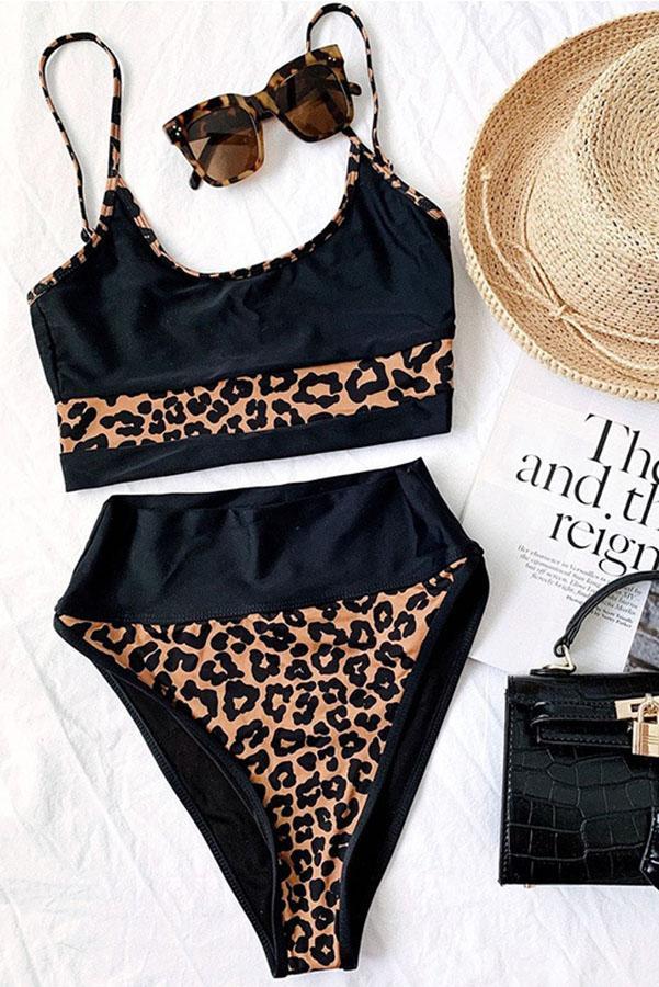 Valenzora Bikini mit Schlitz und Leopardenmuster