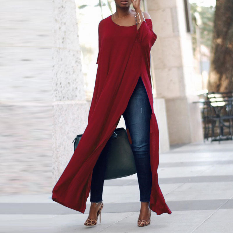 Valenzora | Einfarbiges Kleid mit asymmetrischem Ärmel