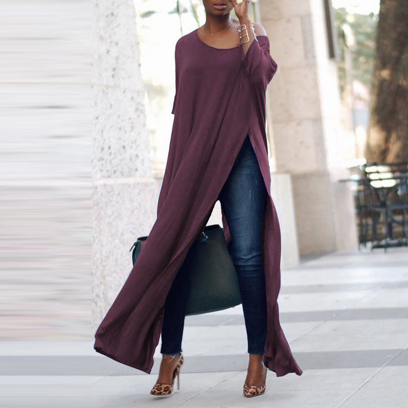 Valenzora | Solid color irregular sleeve dress