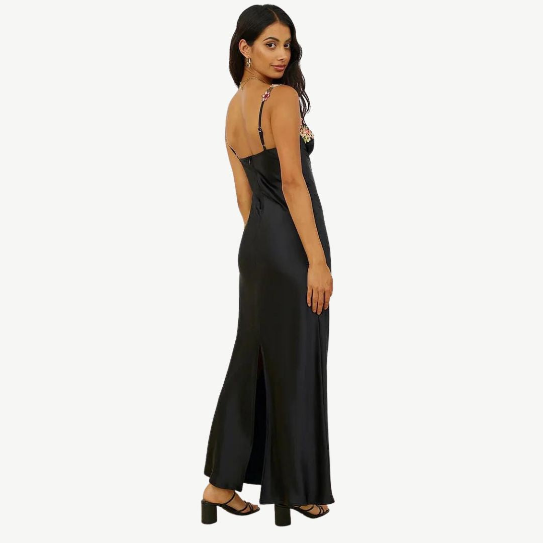 Valenzora | Embroidered satin dress