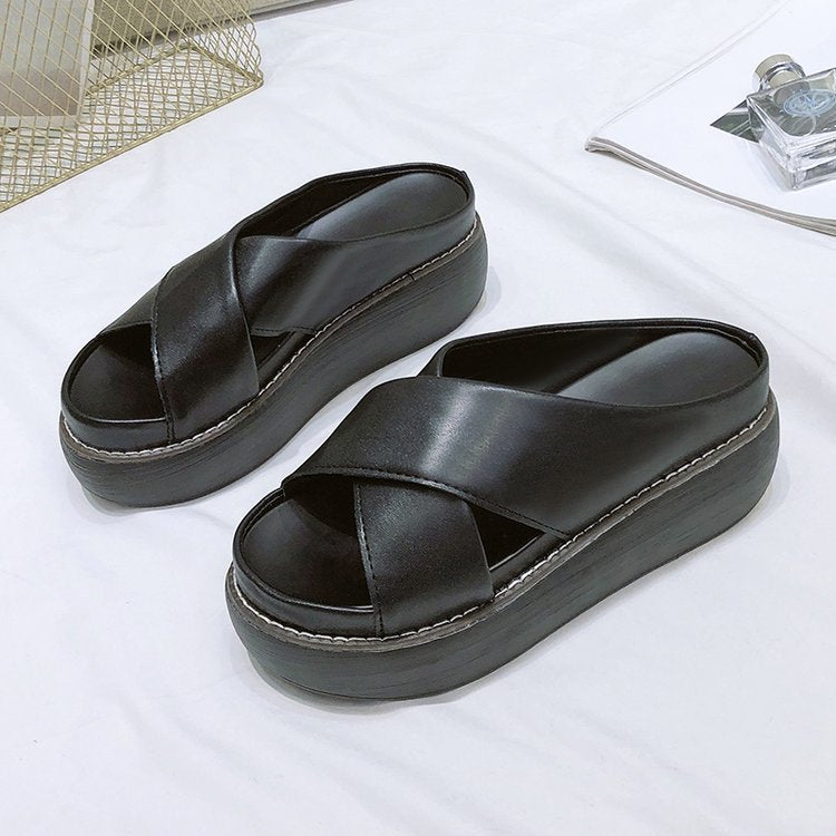 Women's Comfortable Platform Mules with Elegant Crossover Design Valenzora