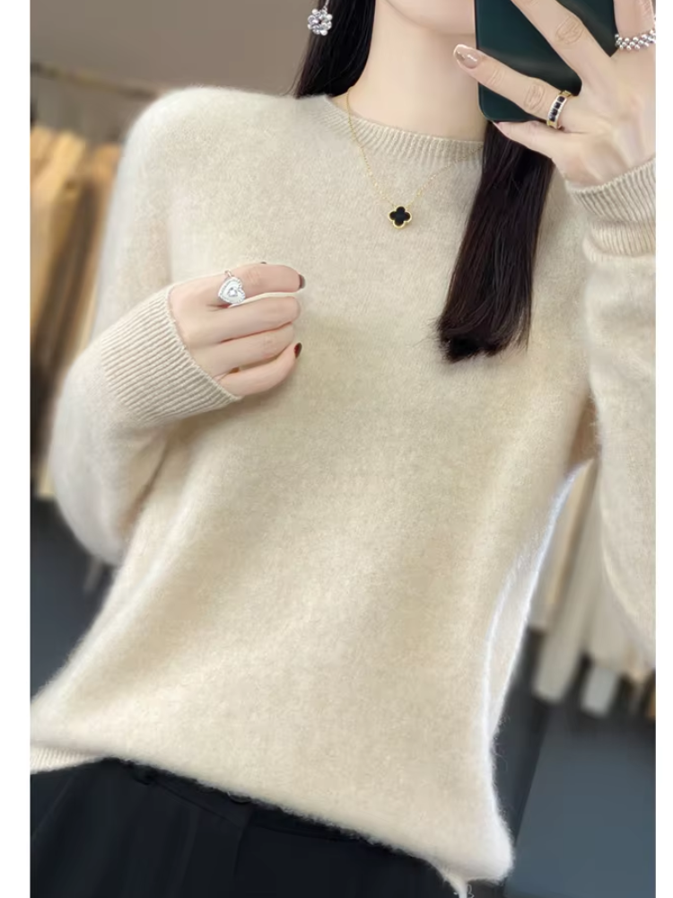 Valenzora | Women's Cashmere Sweater, Round Neck, Soft and Elegant Knit Sweater