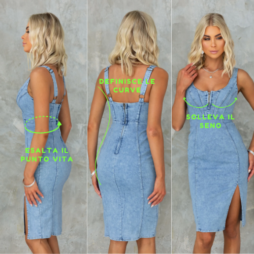 Valenzora | Jeanskleid mit figurbetonter Silhouette für einen eleganten Look