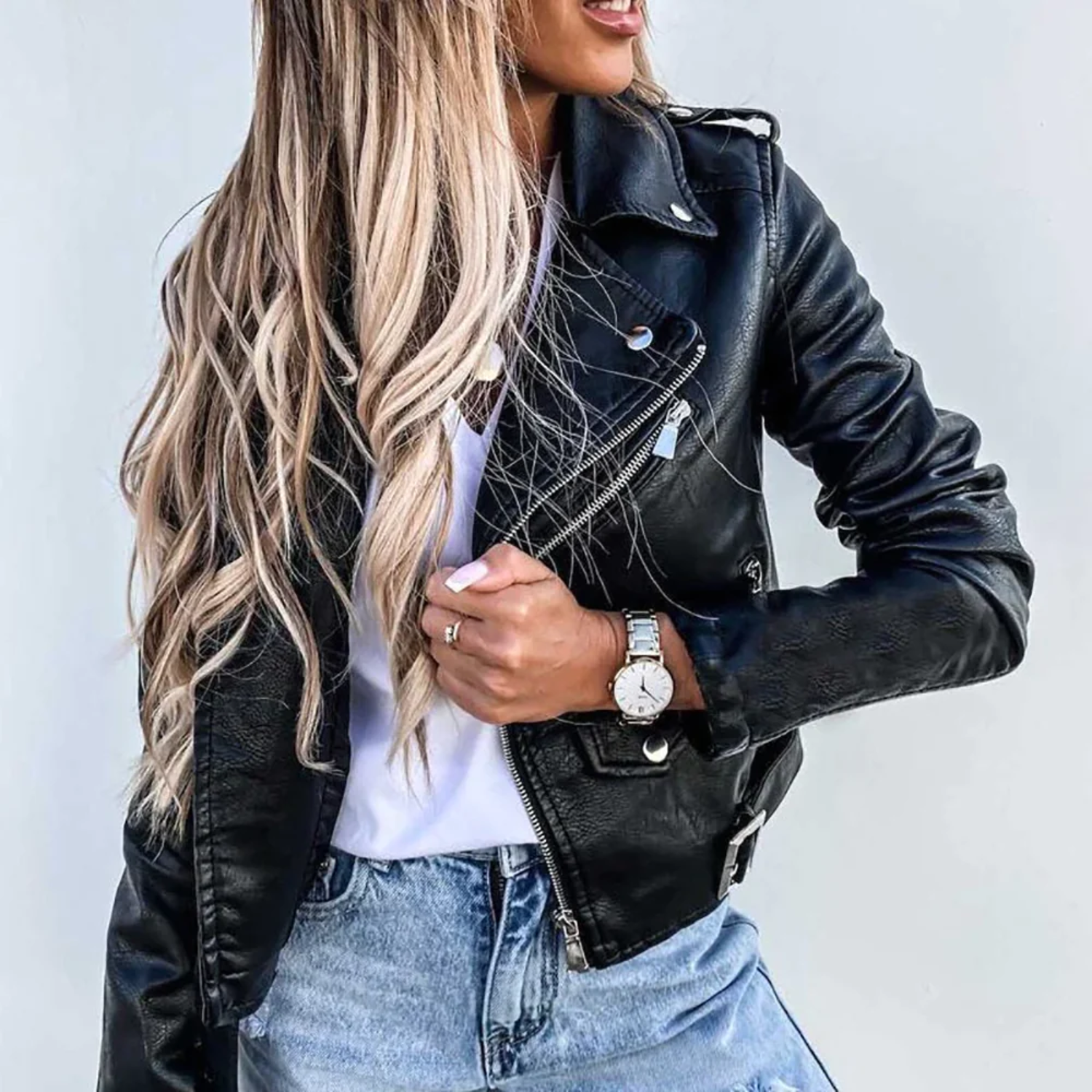 Valenzora | Women's Biker Leather Jacket