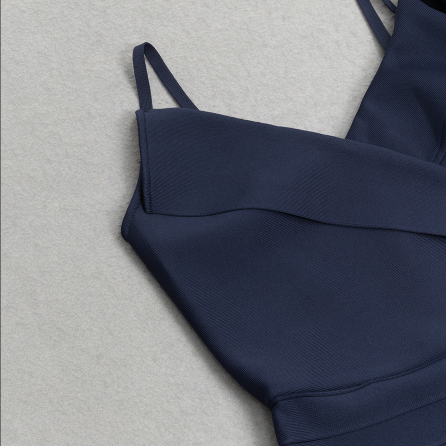 Midikleid mit umklappbarem Bund | Blau
