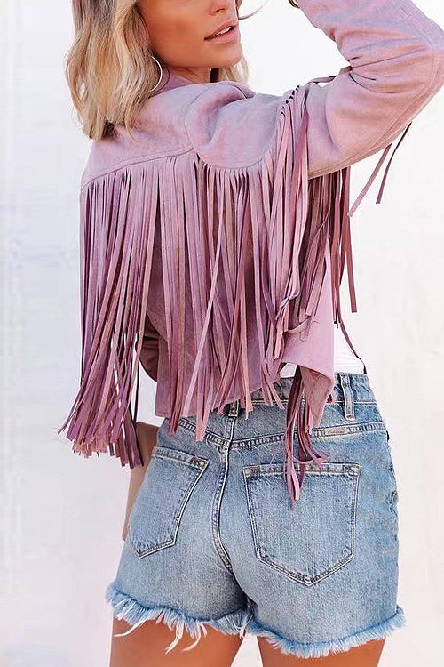 Valenzora | At Your Best Fringe Edge Faux Suede Shacket