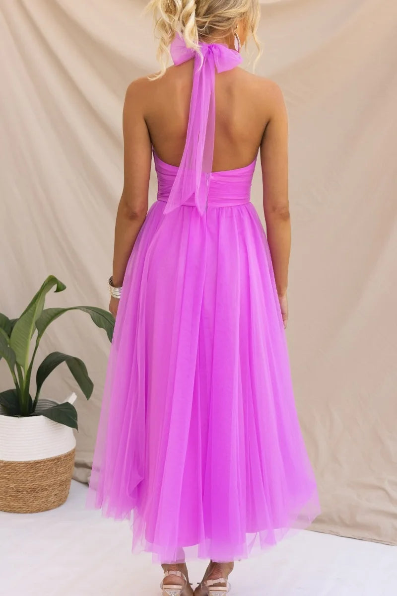 Valenzora | Halter Tulle Midi Dress