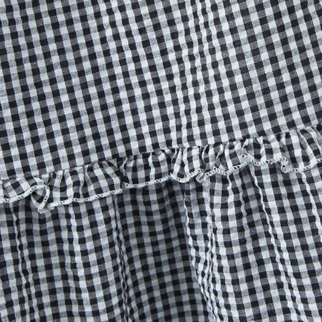 Valenzora | Gestufter Midirock aus Gingham mit Rüschen