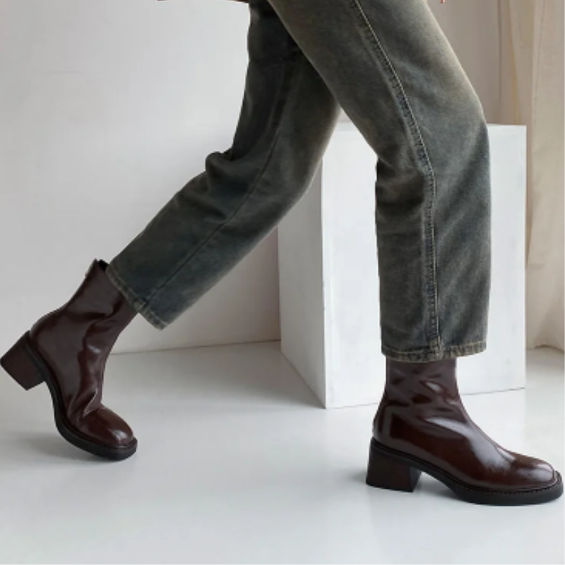 Valenzora | Elegante Stiefeletten aus Leder mit Blockabsatz für Damen