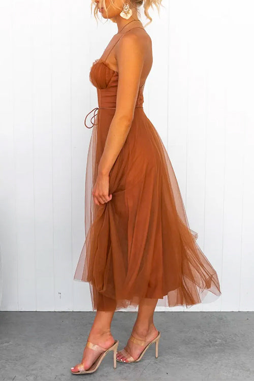 Valenzora | Rosiedress Open Back Fitted Swing Maxi Cami Tulle Dress