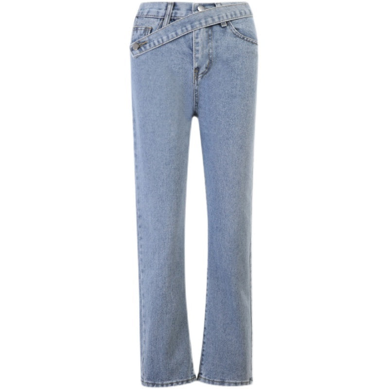 Valenzora Jeans mit irregular Belt im Distressed-Look
