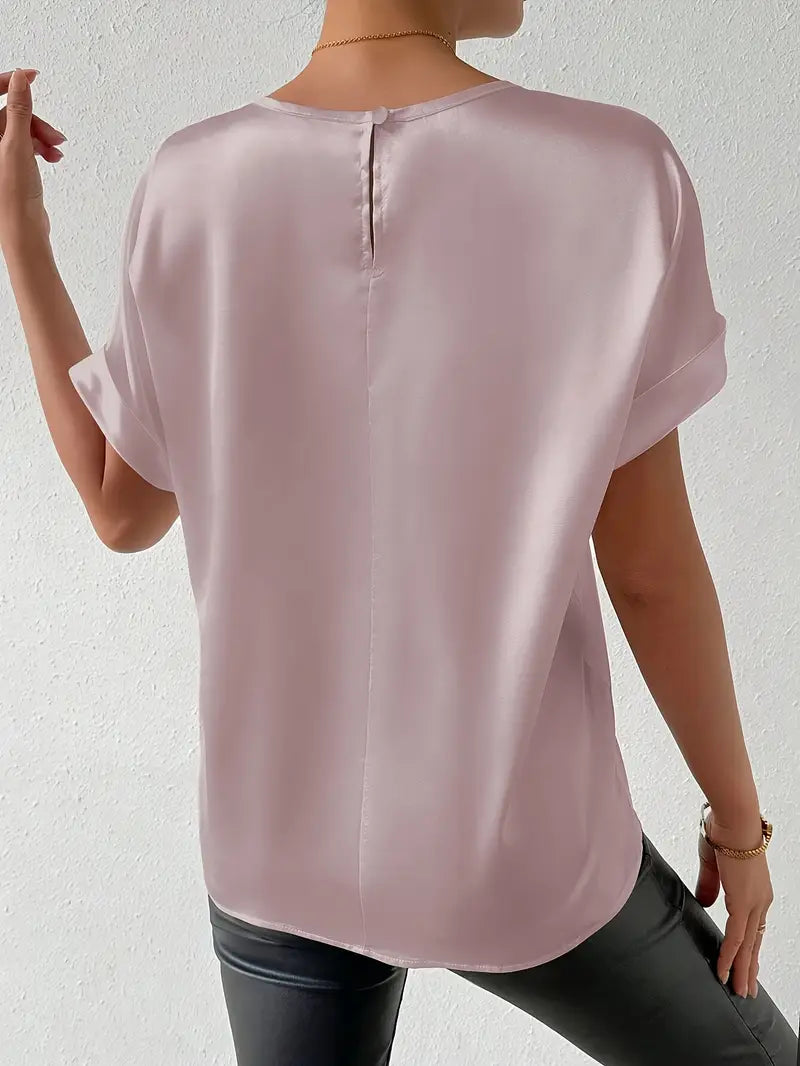 Valenzora | Satin-T-Shirt mit umgeschlagenen Ärmeln für Damen