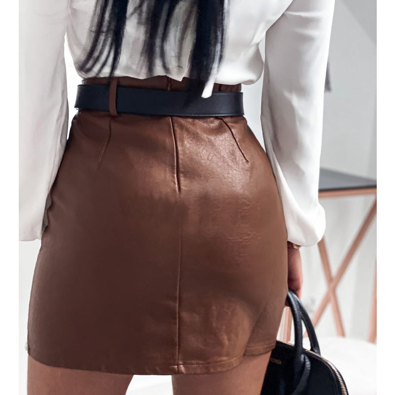 Valenzora | Elegant Fashion Studded PU Leather Skirts for Women