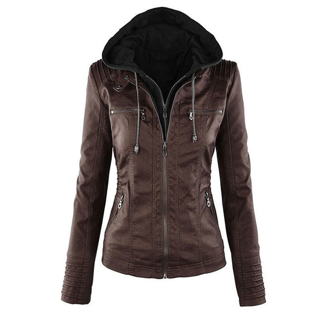Valenzora | Women's Leather Jacket with Hood
