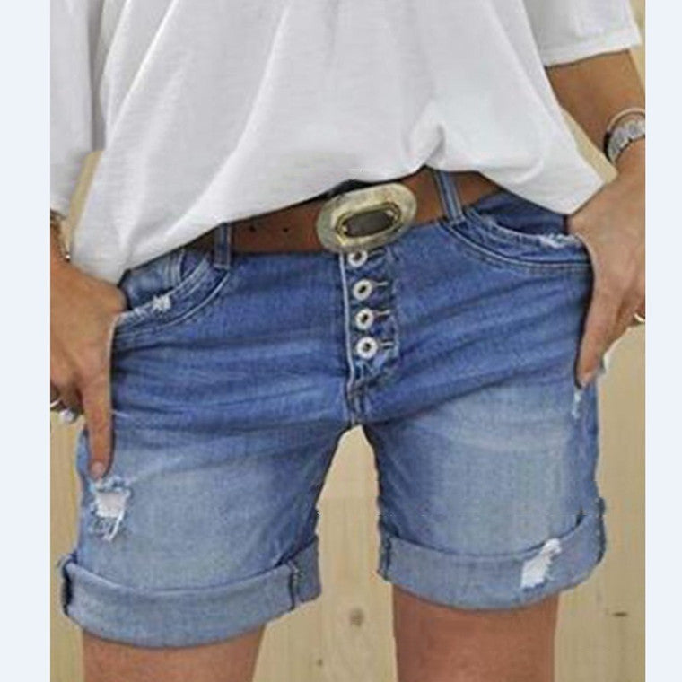 Valenzora | Women's Ripped Denim Shorts for a Casual Summer Look