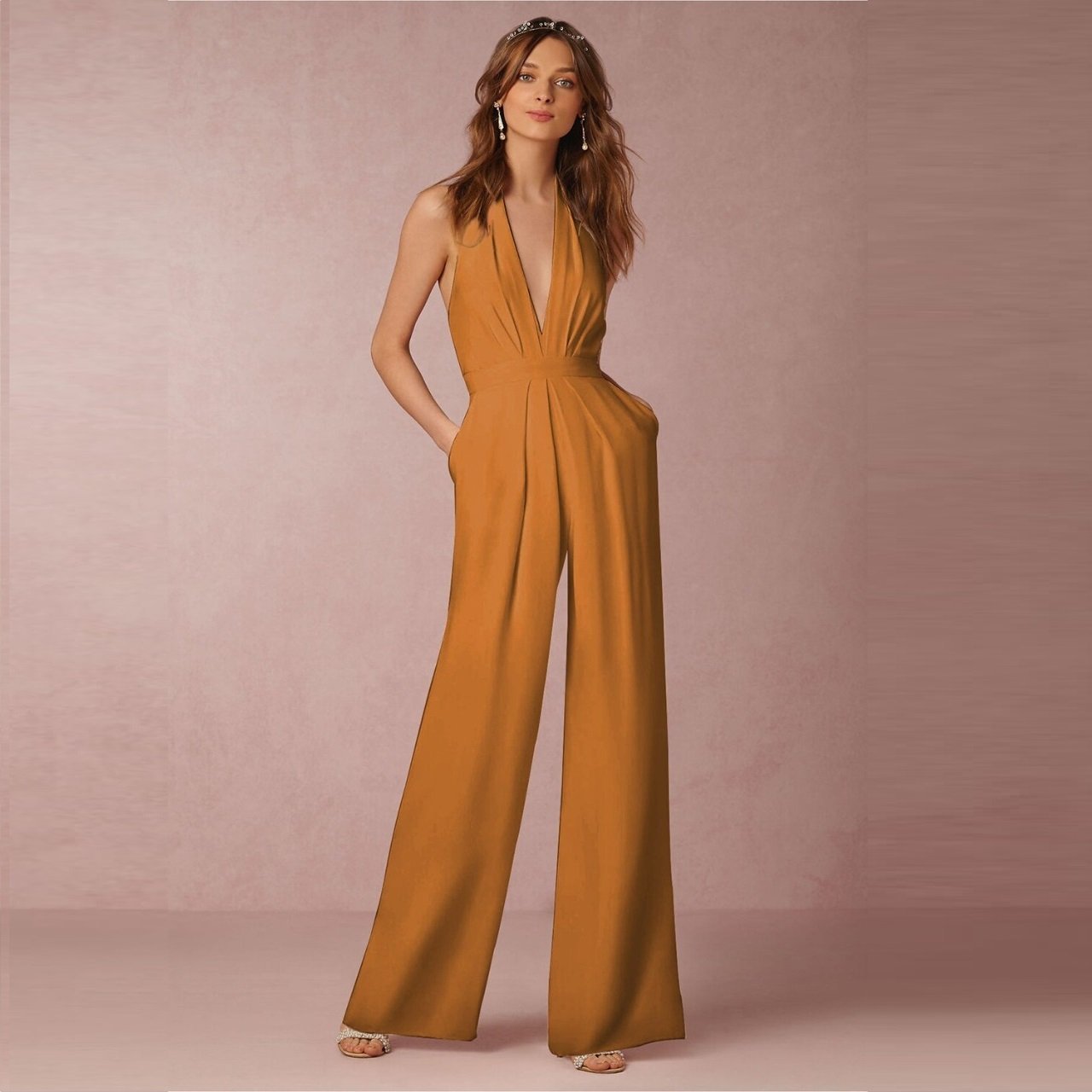 Valenzora | Sleeveless Halterneck Jumpsuit