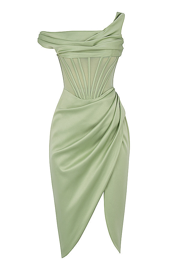 Valenzora | Asymmetrically draped midi corset dress