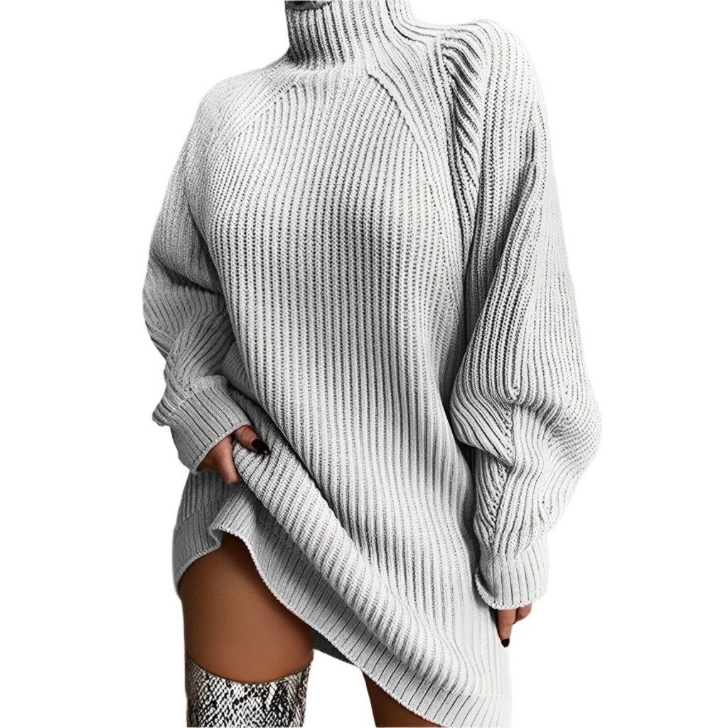 Valenzora | Warm knitted dress with roll neck