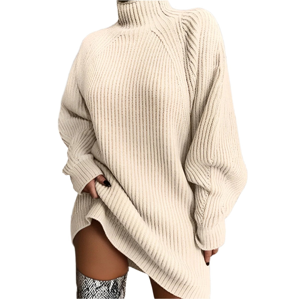 Valenzora | Warm knitted dress with roll neck