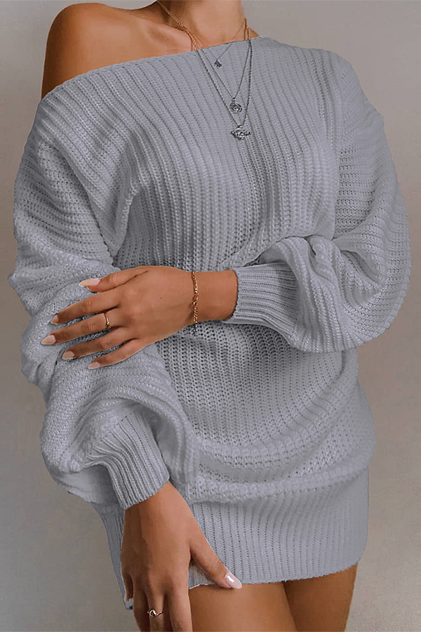 Valenzora | Casual autumn off-the-shoulder knit dress for women