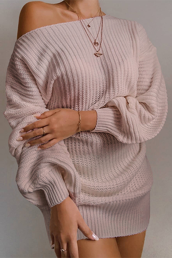 Valenzora | Casual autumn off-the-shoulder knit dress for women