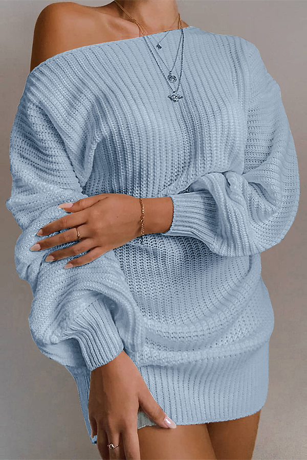 Valenzora | Casual autumn off-the-shoulder knit dress for women