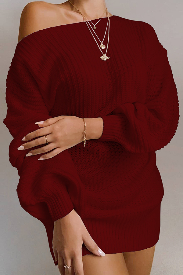 Valenzora | Casual autumn off-the-shoulder knit dress for women
