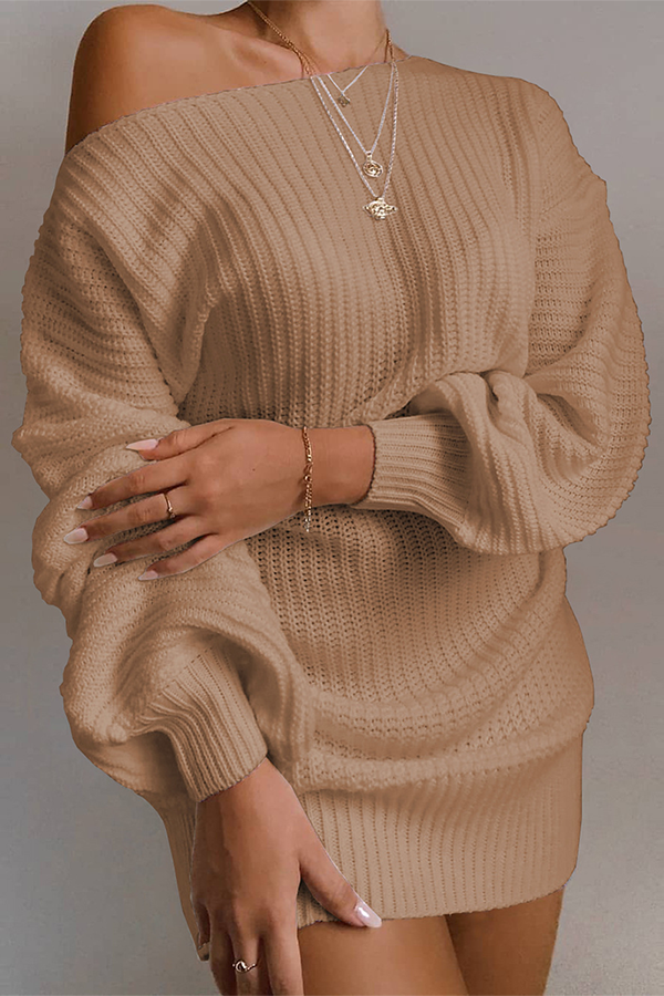 Valenzora | Casual autumn off-the-shoulder knit dress for women